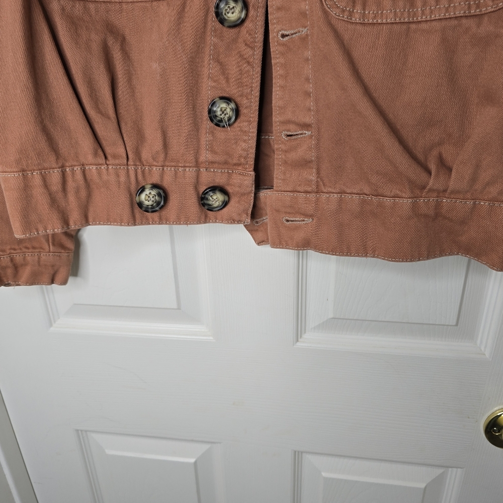 Free People terra cotta Button front shacket womens‎ long sleeve S - Picture 3 of 12